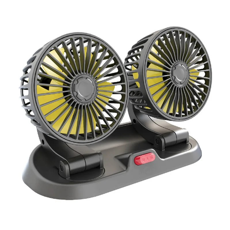 360° Adjustable Dual Head Car Cooling Fan  5V,12V,24V USB