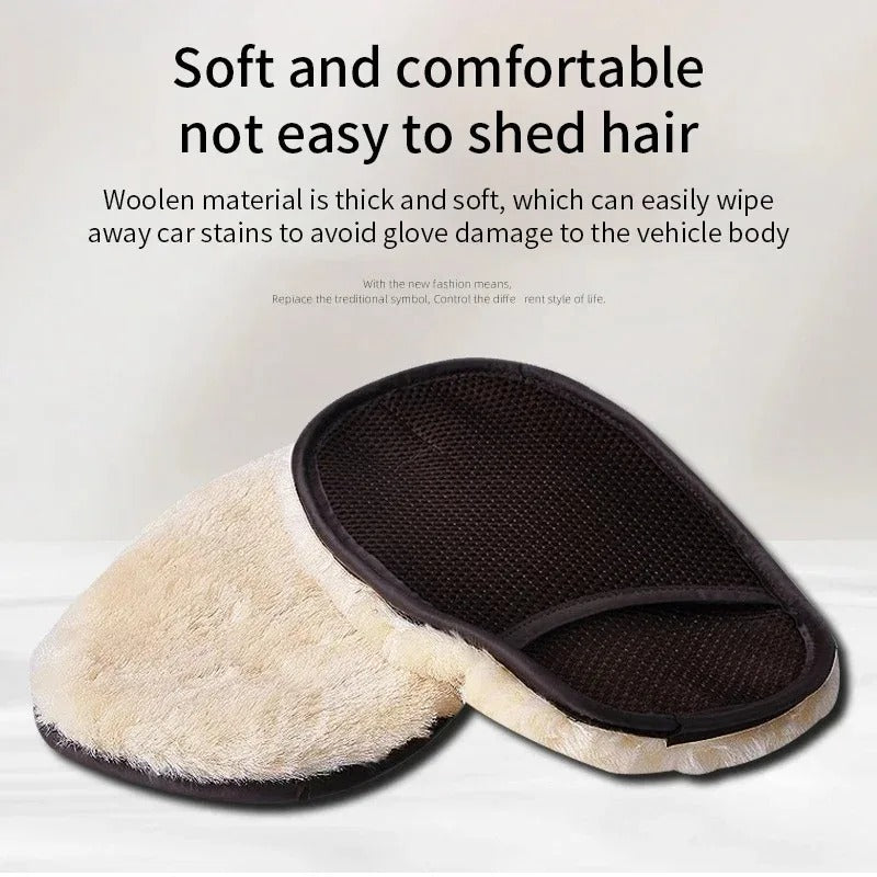 Soft Wool Car Cleaning Brush Gloves  Lint Free, Scratch-Resistant, 23x16cm