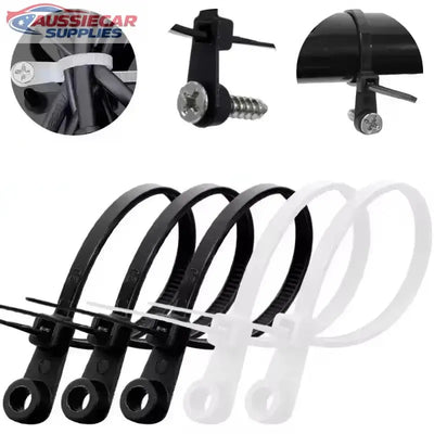 Nylon cable ties with black and white colors on a white background