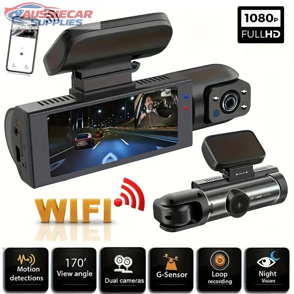 1080P WiFi Dual Dash Cam Front and Inside Car Camera AussieCarSupplies