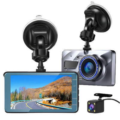 1080P Dual Dash Cam - Front and Rear Car DVR with Night Vision
