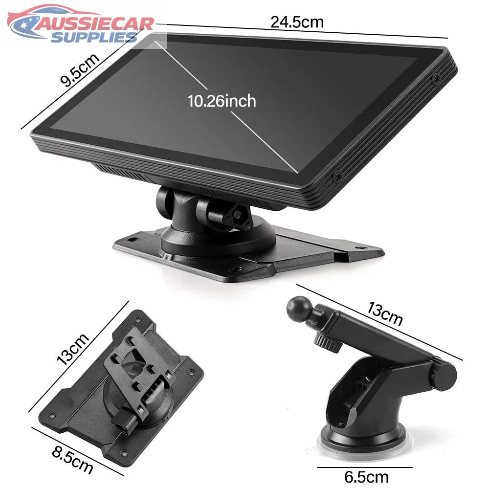 Android Car Screen Size Measurement chart of a car monitor with its dimensions and mount details.