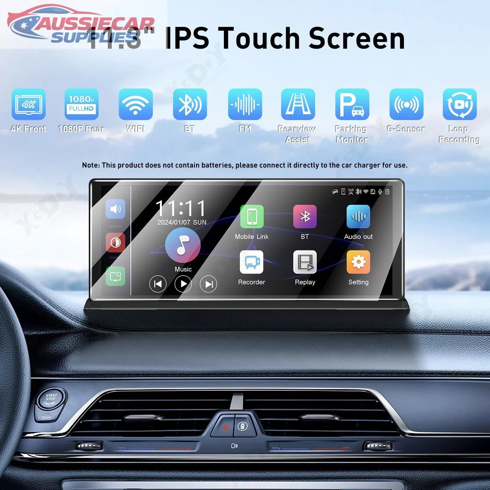 Car dashboard with 11.3