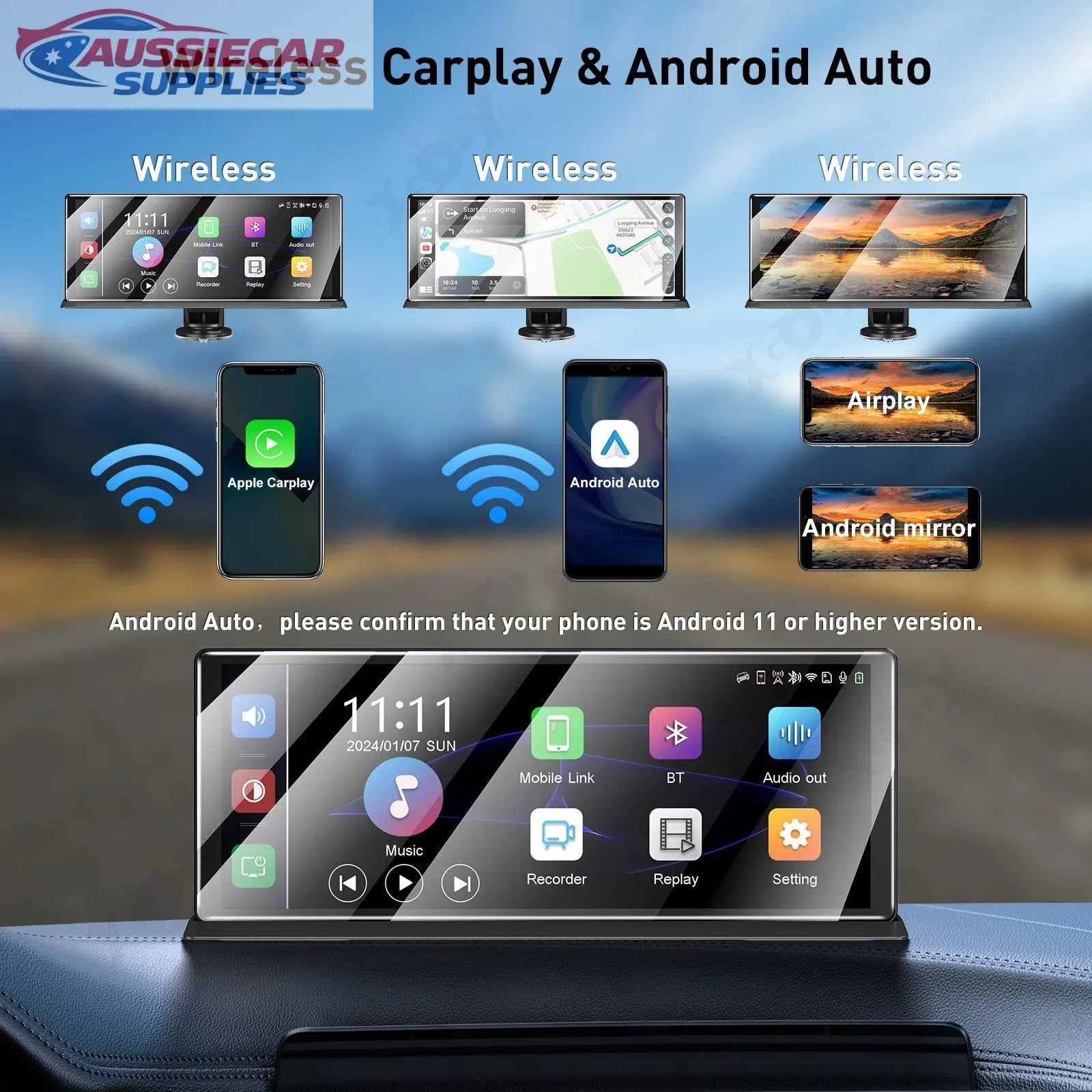 Car infotainment system with Wireless Carplay and Android Auto ...