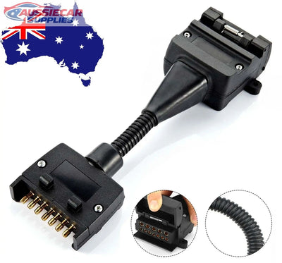 12 Pin Female to 7 Pin Flat Male Trailer Adapter | Plug & Play Caravan Connector 12V (Waterproof AU) AussieCarSupplies