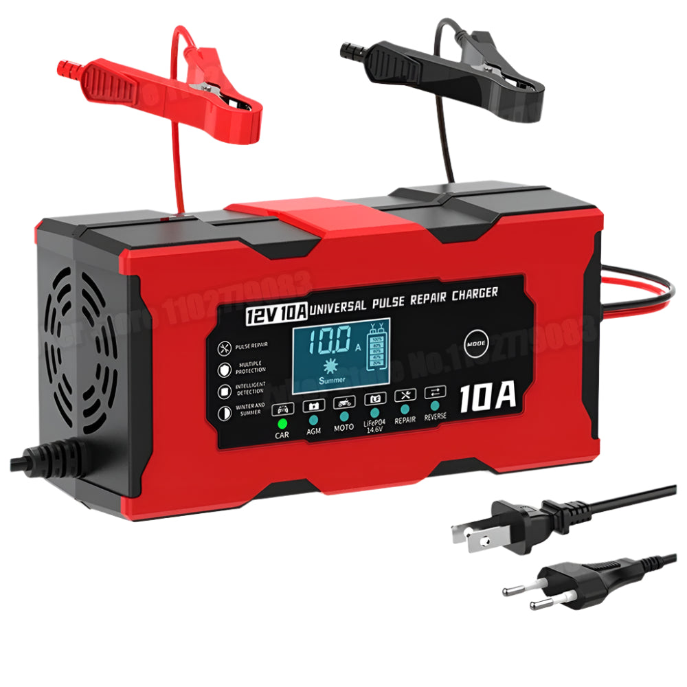 12V 10A Smart Car Battery Charger for Lithium LiFePO4 and Lead-Acid AGM GEL Batteries