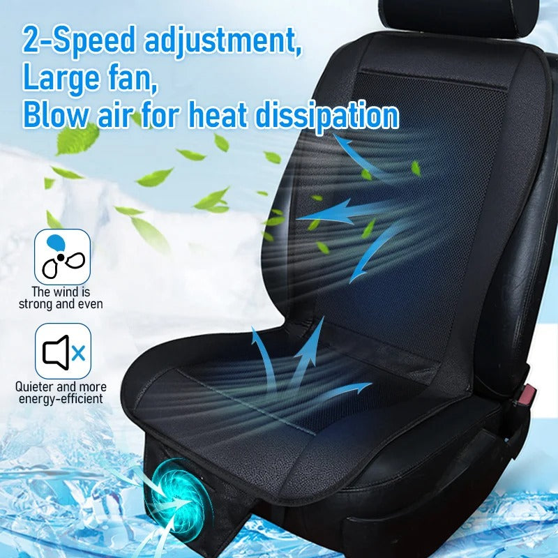 12V Car Cooling Seat Cushion with 8 Fans and 3D Spacer Mesh Ventilated Summer Seat Pad