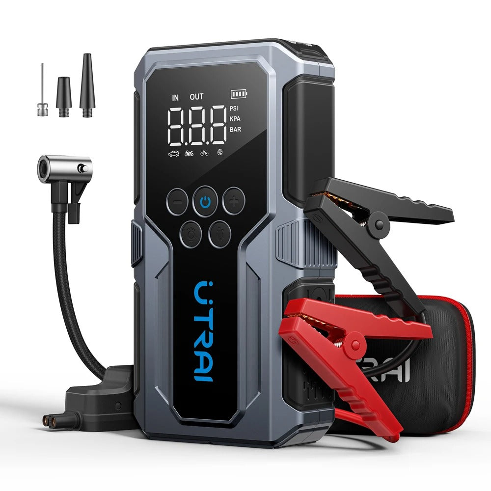 1500A Portable Car Jump Starter with Power Bank and 150PSI Air Pump for Emergency Battery Boost