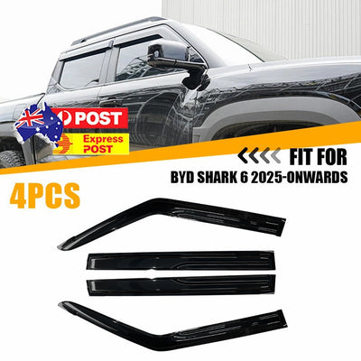 4Pcs Window Deflectors / Weather Shields for BYD Shark 6 (2025-Onwards) – Front & Rear ABS Black Visors