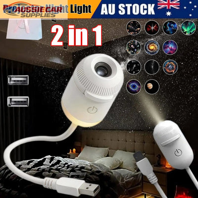 2-in-1 Galaxy Projector Night Light with 12 Projection Films | USB Starry Sky LED Lamp with Remote Control