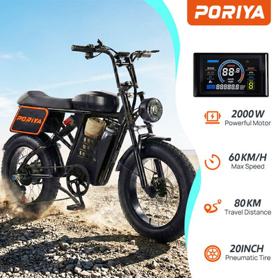 2000W Electric Mountain Bike 48V Off-Road E-Bike 20” Fat Tyre Shimano 7-Speed High Power Adult Ebike (Copy) AussieCarSupplies