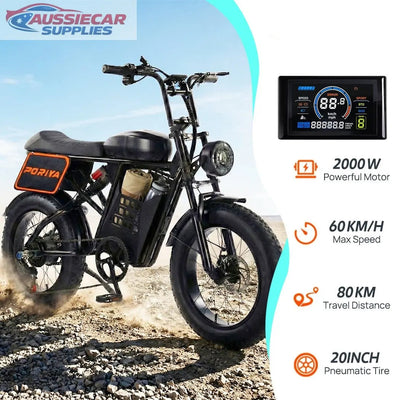 2000W Electric Mountain Bike 48V Off-Road E-Bike 20” Fat Tyre Shimano 7-Speed High Power Adult Ebike (Copy)
