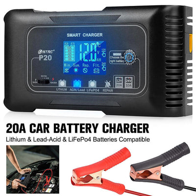 20A Smart Battery Charger 12V/24V | Lithium, LiFePO4 & Lead Acid Battery Charger Maintainer with Repair Mode AussieCarSupplies