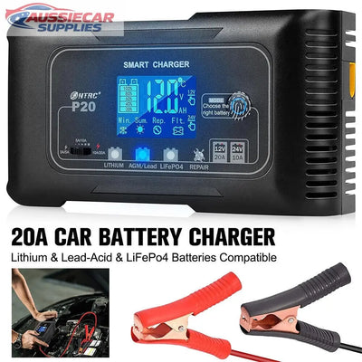 20A Smart Battery Charger 12V/24V | Lithium, LiFePO4 & Lead Acid Battery Charger Maintainer with Repair Mode
