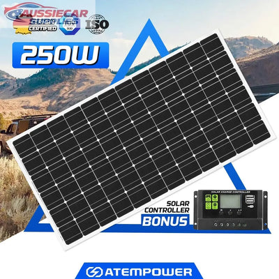 ATEMPOWER 250W 12V Solar Panel Kit Monocrystalline Caravan Camping Battery Charging System
