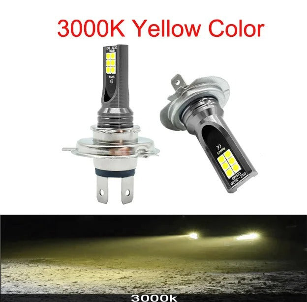 2Pcs Super Bright H4 H7 LED Headlight Bulbs 80W  12000LM Car Motorcycle Fog Lamps 12V 24V