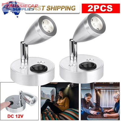 2x 12V LED Spot Reading Lights – Camper Van Caravan Boat Motorhome (Switch & Adjustable)