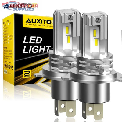 H4 Two LED light bulbs with Auxito packaging in the background