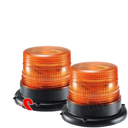 2x 12V 12 LED Amber Magnetic Beacon Strobe Emergency Warning Lights - AU