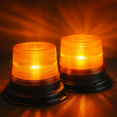 2x 12V 12 LED Amber Magnetic Beacon Strobe Emergency Warning Lights - AU