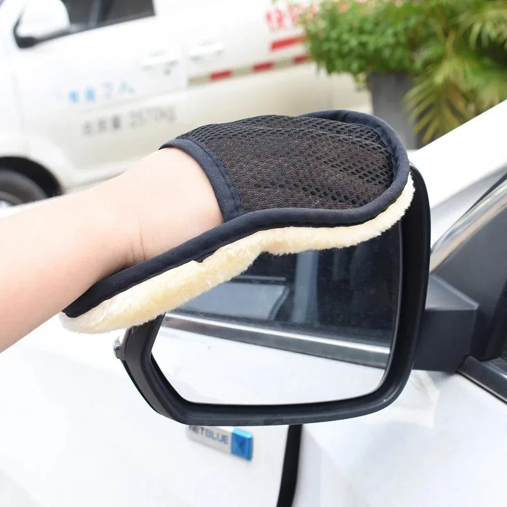 Soft Wool Car Cleaning Brush Gloves  Lint Free, Scratch-Resistant, 23x16cm