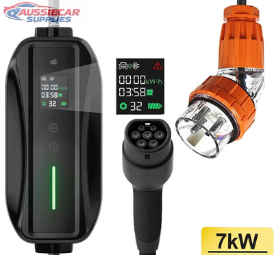 32A EV Charger Type 2 – 7kW Portable Car Charger (7M Cable, 1-Phase AU Plug)