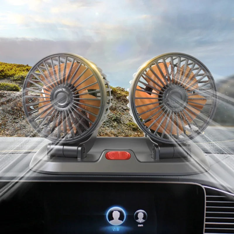 360° Adjustable Dual Head Car Cooling Fan  5V,12V,24V USB