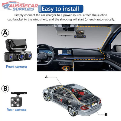 4 Channel 360° Dash Cam 1080P Front Rear Inside WiFi 5GHz Car DVR Recorder Night Vision G-Sensor