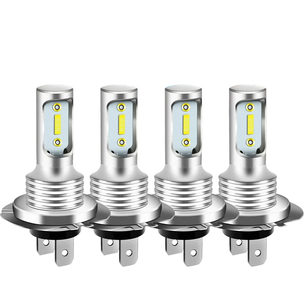 4-Pack H7 LED Headlight Bulbs - High/Low Beam 6000K Super White, 12V/24V, 80W, for Car, Fog Lights, DRL