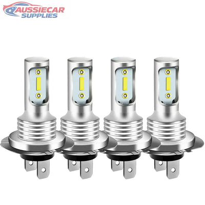 4-Pack H7 LED Headlight Bulbs - High/Low Beam 6000K Super White, 12V/24V, 80W, for Car, Fog Lights, DRL