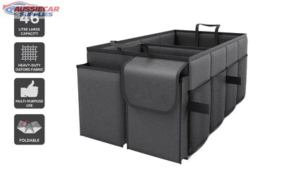 46L Foldable Car Boot Organiser Storage Box | Heavy Duty Oxford Fabric Car Trunk Organiser with Compartments (Black)