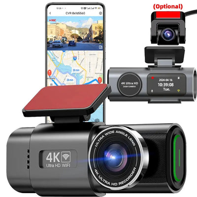 4K UHD Dash Cam with Night Vision, Wi-Fi, GPS & 24H Parking – Car DVR Video Recorder

