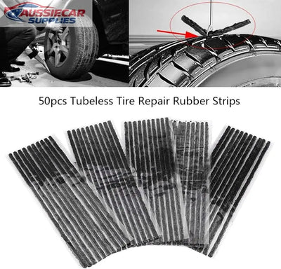 50PCS Tyre Repair Plugs – Tubeless Tire Puncture Seal Strips for Car, SUV & Motorcycle Emergency Repair AussieCarSupplies
