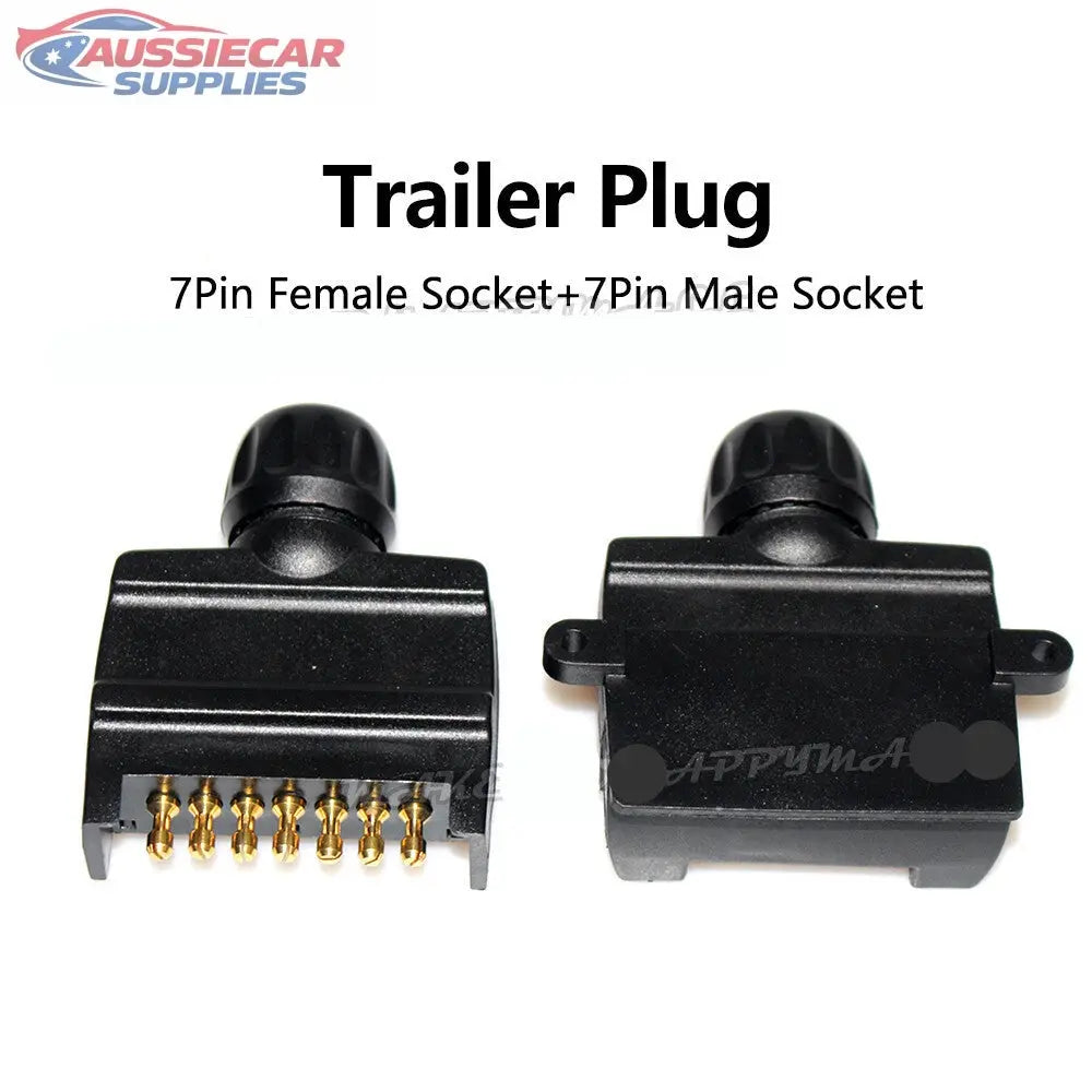 Saussie Socket Plug 7Pin Female Socket and 7Pin Male Socket trailer plug on a white background