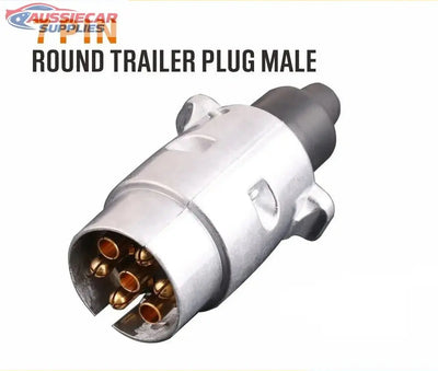 7 Pin Trailer Plug Male Round Metal Connector | Slim Adapter for Caravan, Boat & Trailer (AU) AussieCarSupplies