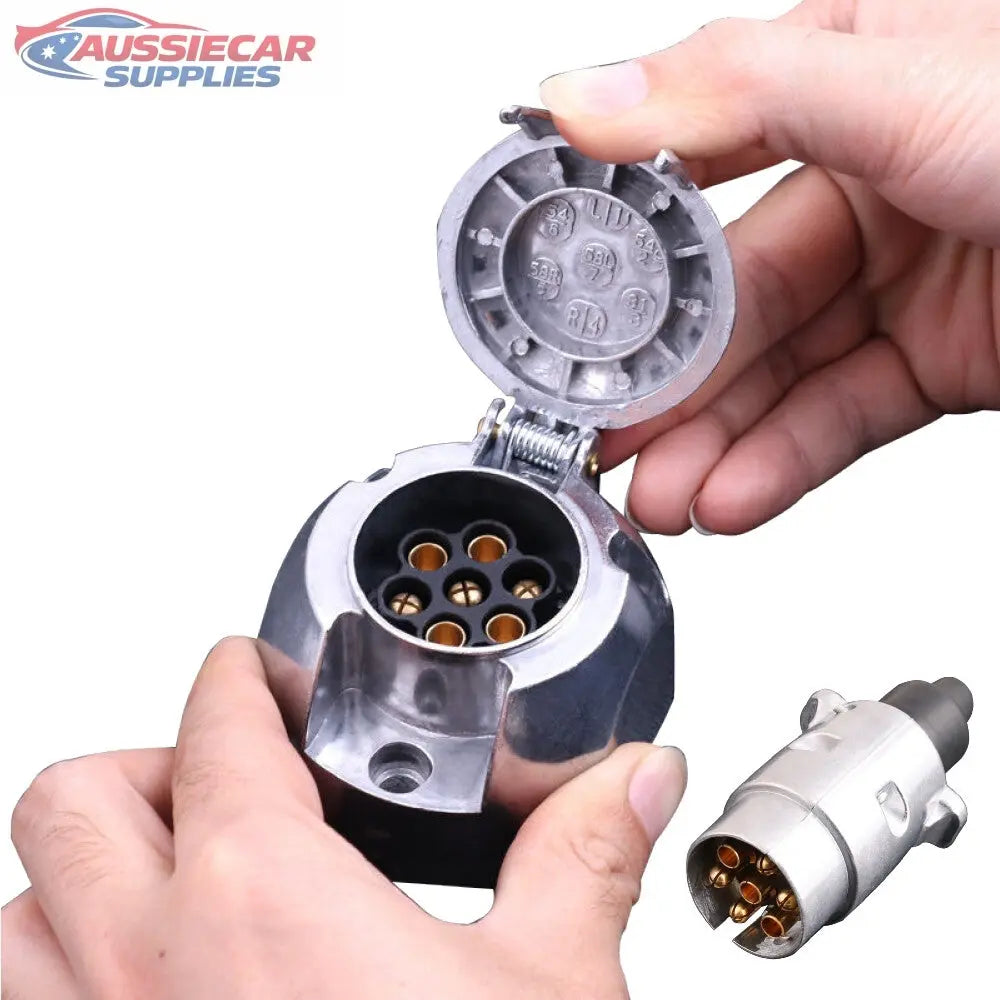 7 Pin Trailer Plug Round Female Metal Connector | Small Slim Adapter ...
