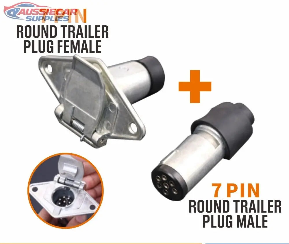 7 pin round trailer plug set with SEDY Trailer branding and warranty ...