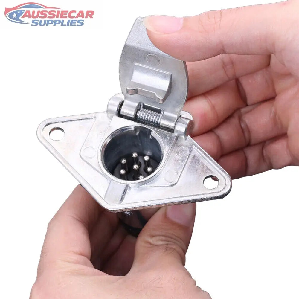 7 Pin Trailer Plug Set Male & Female Round | Metal Connector Kit for ...