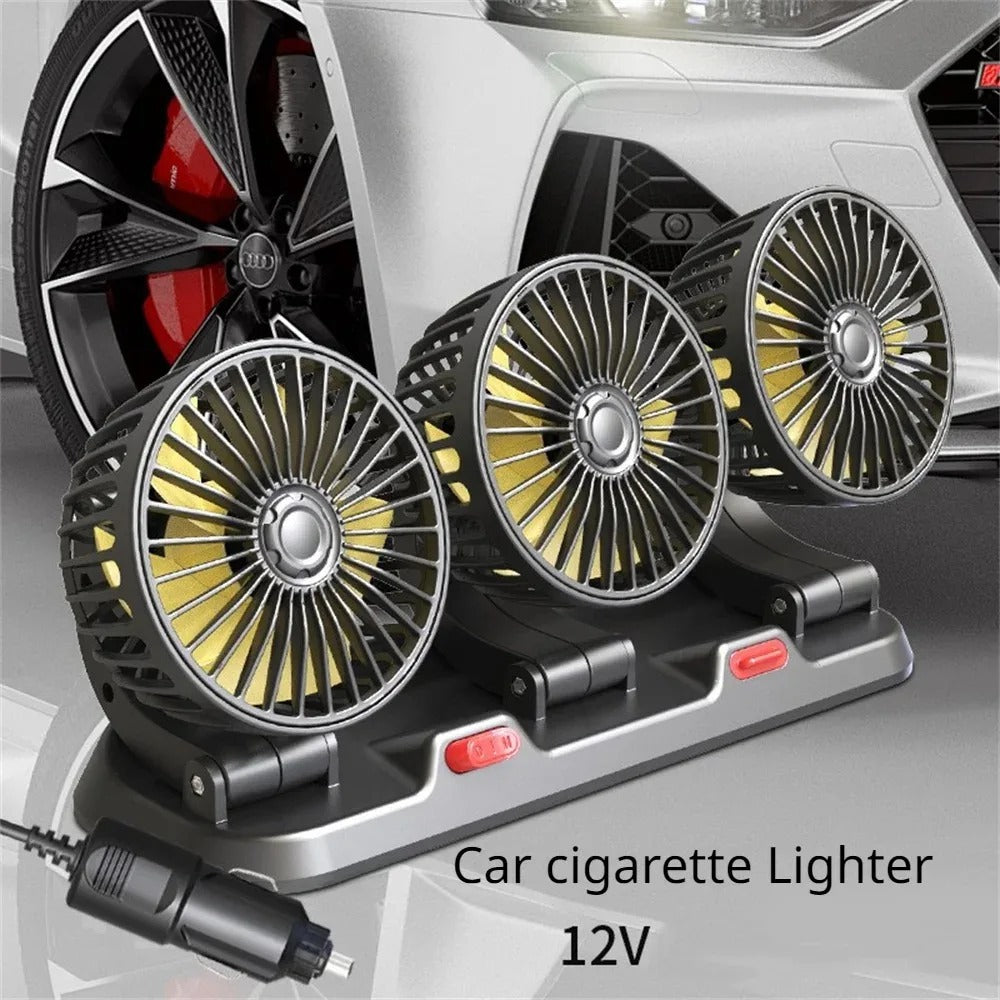 3 Head Car Fan 360° Adjustable  USB, 12V, 24V Automotive Fan