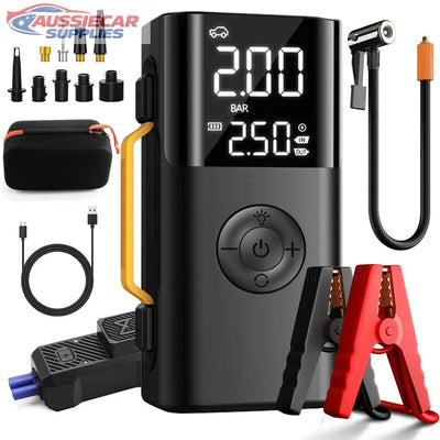 8500A 12V Car Jump Starter with Air Compressor & Power Bank – Portable Battery Booster