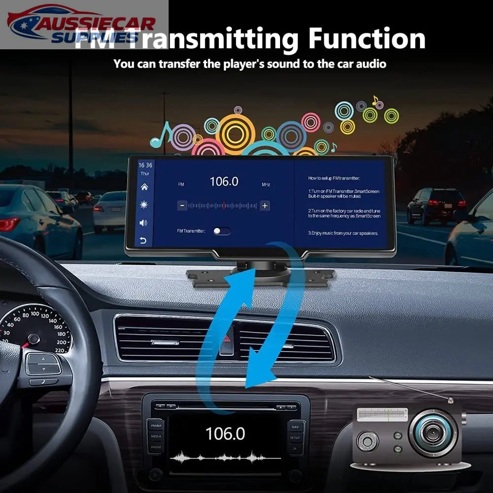 9.3" Portable Wireless Apple CarPlay & Android Auto Touch Screen + Camera