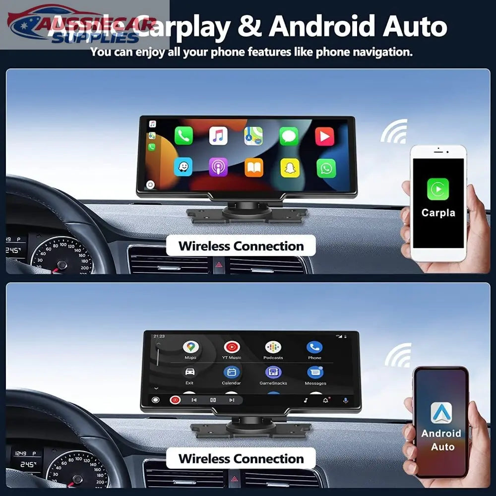 9.3" Portable Wireless Apple CarPlay & Android Auto Touch Screen + Camera