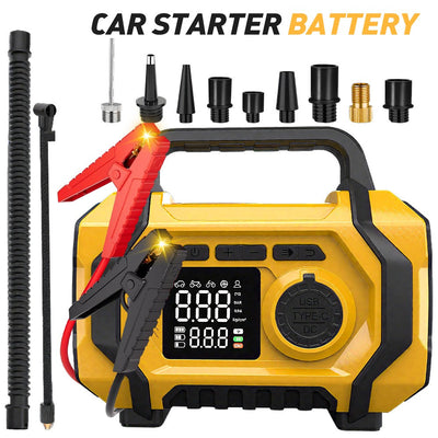 9000A 5-in-1 Car Jump Starter with Air Compressor | Battery Booster Power Bank, Tyre Inflator & LED Emergency Light AussieCarSupplies