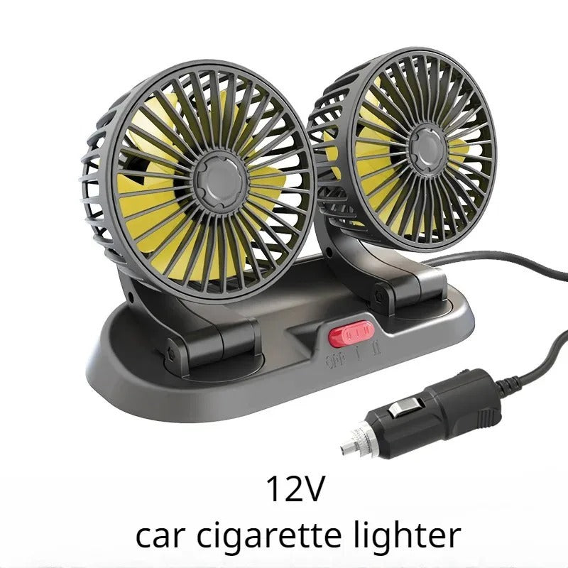 3 Head Car Fan 360° Adjustable  USB, 12V, 24V Automotive Fan