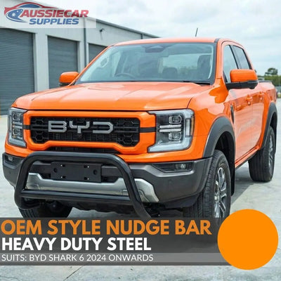 BYD Shark 6 Black Stainless Steel Nudge Bar (2024+) | Front Bull Bar Grill Guard | Cobra 4x4 Style Protection Bar