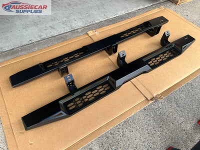 BYD Shark 6 Side Steps 2024+ Heavy Duty Steel Running Boards Gloss Black Body Mount Pair