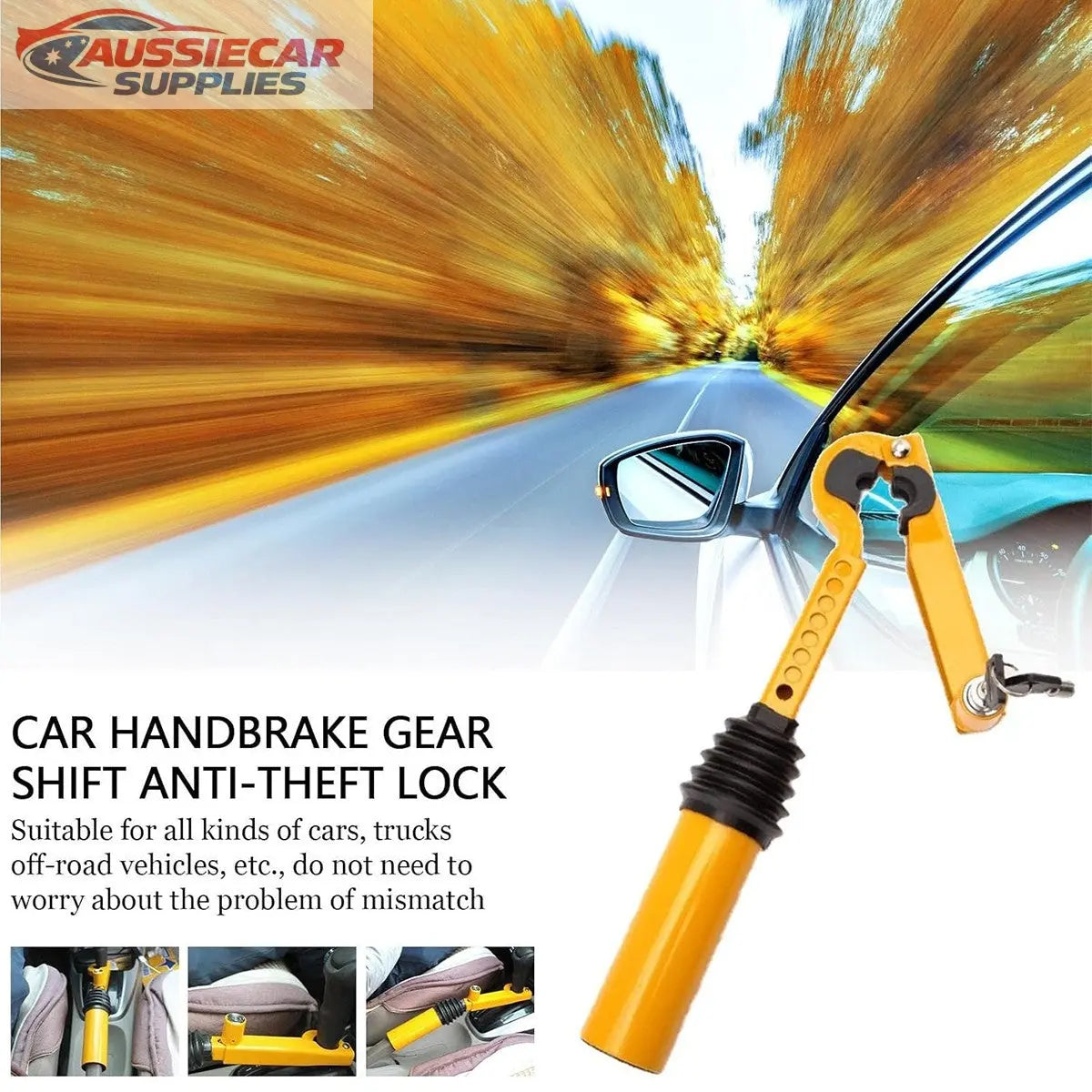 Car Gear & Handbrake Lock Anti Theft | Heavy Duty Steel Security Device ...