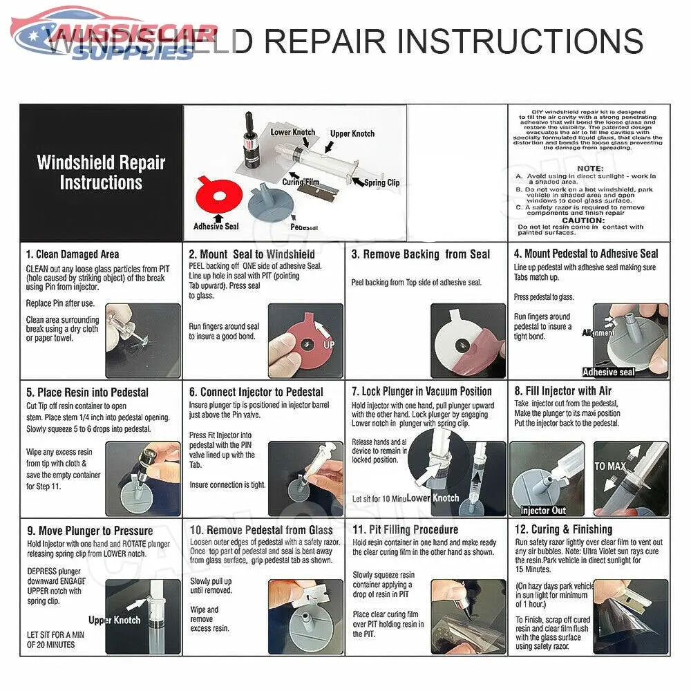 Step-by-step guide for windshield repair with visual instructions and ...