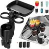 Car Cup Holder Expander with Detachable Tray Table for Food and Drink Storage