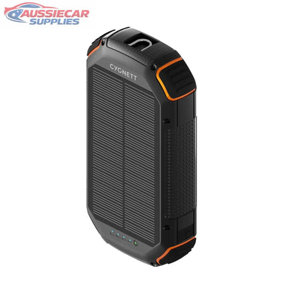 Cygnett power bank with solar panel on a white background